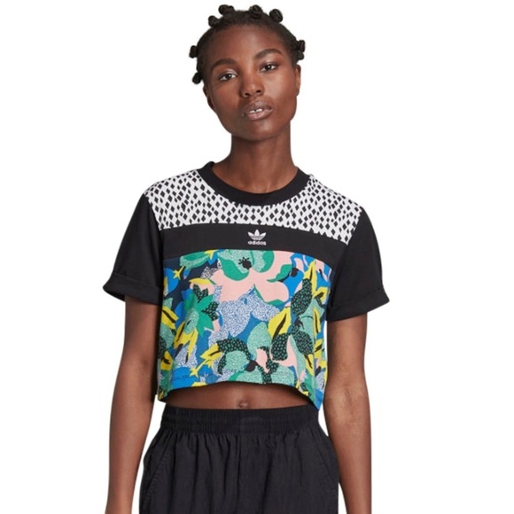 adidas Originals Tops - Adidas Originals x HER Studio London Floral Cropped Cotton Top